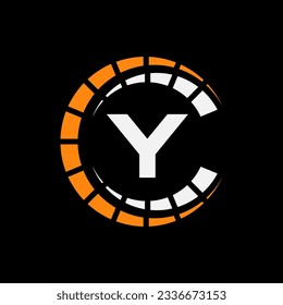 Car Automotive Logo On Letter Y Speed Concept. Sport Car Symbol For Cars Service, Cars Repair With Speedometer Icon