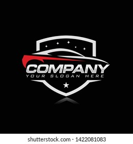 Car automotive logo vector with shield element