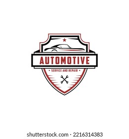 automoción de coche Reparación y servicio emblema idea de diseño de logotipo, mejor para tienda de coches, garaje, repuestos logotipo de repuestos vector premium