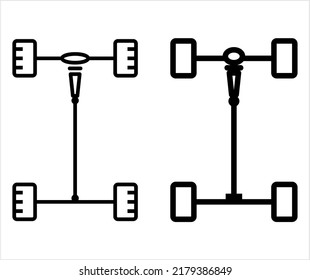 Car Axle Icon, Car Central Shaft Icon, Wheels Rotate Around This Axle Vector Art Illustration