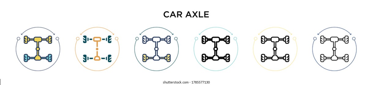 Car axle icon in filled, thin line, outline and stroke style. Vector illustration of two colored and black car axle vector icon design can be used for mobile, ui, web