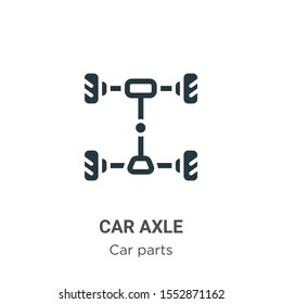Vektorillustration der Autoachse auf weißem Hintergrund. Das Symbol für die flache Vektorillustration der Fahrzeugachse ist ein Symbol aus der modernen Autoteilkollektion für das mobile Konzept und das Design von Webapps.