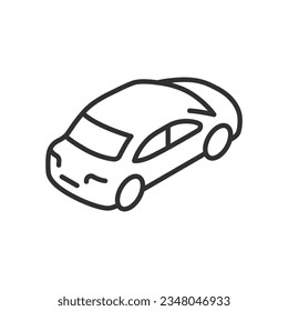 Car from back, linear icon, isometric style. Line with editable stroke