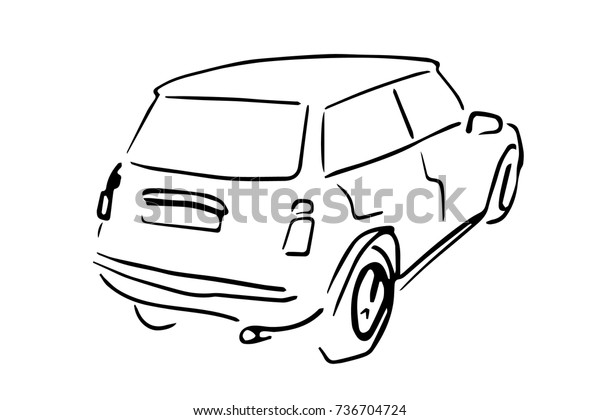 Car Back Side View Black White Stock Vector Royalty Free