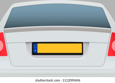 Car Back View with number plate. Vehicle registration plates of Luxembourg