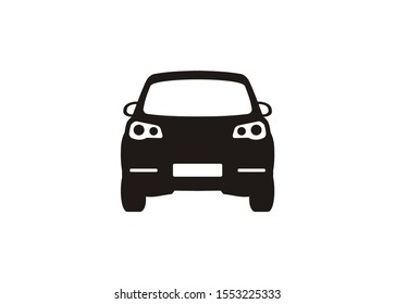 Car back view. Simple icon in black and white.