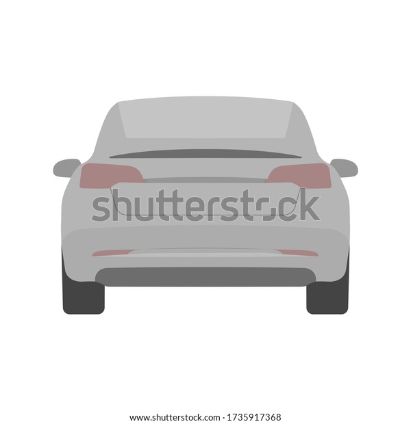 Car back view. Urban car. Vector line\
illustration isolated on white. Editable\
stroke
