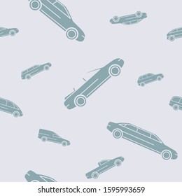 Car background - Vector seamless pattern solid silhouettes of transportation for graphic design