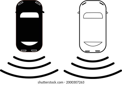 Car Backup Camera Icon On White Background. Car Icon With Backup Camera. Flat Style. 