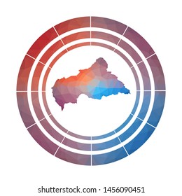 CAR badge. Bright gradient logo of country in low poly style. Multicolored CAR rounded sign with map in geometric style for your infographics.