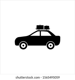 Car Baggage Icon, Baggage On Car Roof Vector Art Illustration