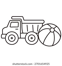 Car And Ball Printable Coloring Sheet