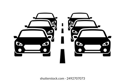 Car banner. Road Icon. Silhouette Style. Vector illustration.