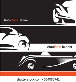 car banners, vector cars on black background