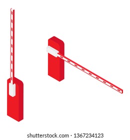 Car barrier gate isometric view isolated on white background. Entry system concept