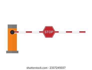 Car Barrier. Parking Concept. Vector Illustration Isolated on White Background. 