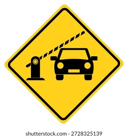 Sinal de aviso de barreira de carro, Sinal de aviso de barreira automático. Projeto de ilustração de vetor plano