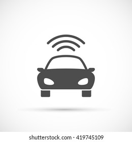 Car basic icon. Car receives a signal from the satellite