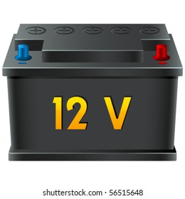 Car Battery 12V - Vector Illustration