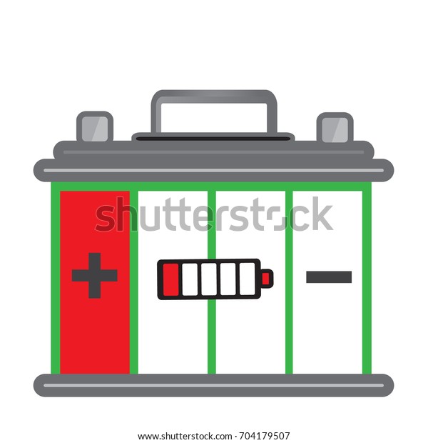 Car battery is almost out of power or Car battery\
is almost flat with simple vector design - Car battery out of power\
of concept