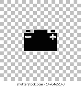 Car Battery. Black flat icon on a transparent background. Pictogram for your project