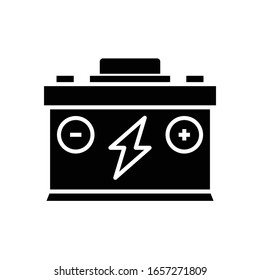 Car battery black icon, concept illustration, vector flat symbol, glyph sign.