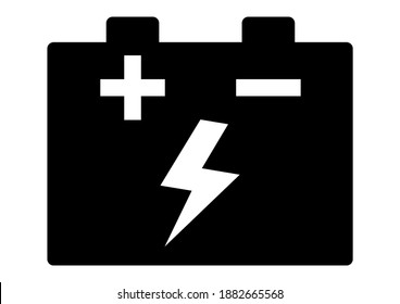 car battery, black vector icon