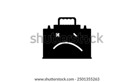 Car Battery Broken, black isolated silhouette