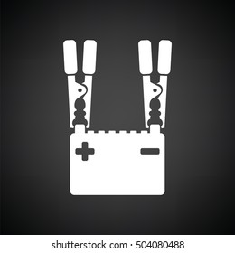 Car battery charge icon. Black background with white. Vector illustration.