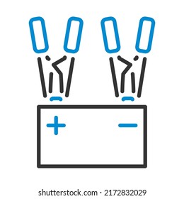 Symbol für den Ladevorgang des Autos. Bearbeitbare, fette Rahmenlinie mit Farbfülldesign. Vektorgrafik.