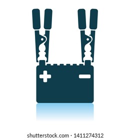 Icono de carga de la batería del coche. Diseño de reflexión de sombra. Ilustración vectorial.