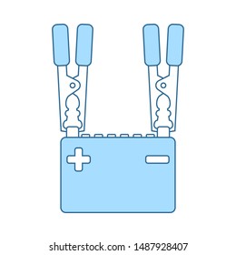 Car Battery Charge Icon. Thin Line With Blue Fill Design. Vector Illustration.