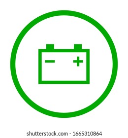 Car battery and circle on white