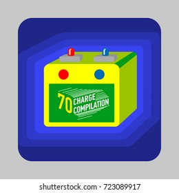 Car battery concept background. Cartoon illustration of car battery vector concept background for web design