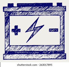 Car battery. Doodle style