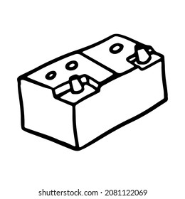 Car battery in doodle style. Isolated vector.