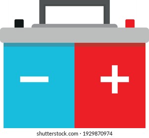 Autobatterie. Zeichnung in einem flachen Stil.