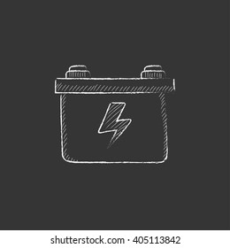 Car battery. Drawn in chalk icon.