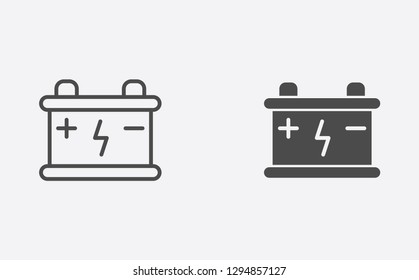 Car battery filled and outline vector icon sign symbol