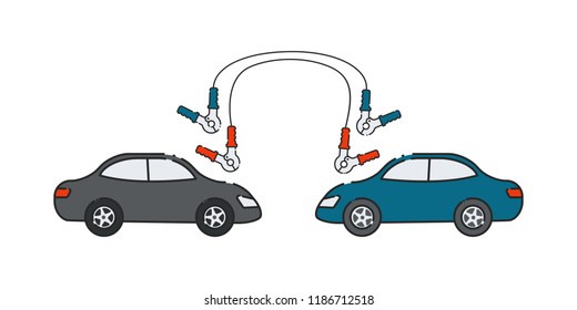 Car battery. Flat abstract icon. Vector illustration. Roadside assistance