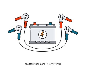 Car battery. Flat abstract icon. Vector illustration. Power supply