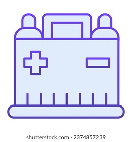 Icono plano de la batería del coche. Iconos azules alcalinos automáticos en estilo plano de moda. Diseño de gradiente de acumulador de automóviles, diseñado para web y aplicación. Eps 10