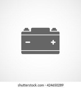 Car Battery Flat Icon On White Background