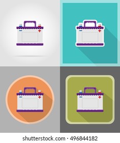 car battery flat icons vector illustration isolated on background