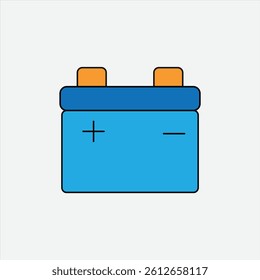 Car Battery Flat Simple outline line art design Icon