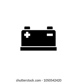 Car Battery. Flat Vector Icon. Simple black symbol on white background