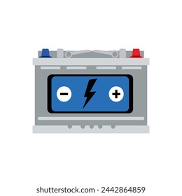 Car battery flat vector icon isolated on white background. Auto accumulator battery energy power illustration.