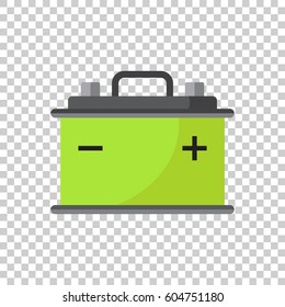 Car battery flat vector icon on isolated background. Auto accumulator battery energy power illustration.