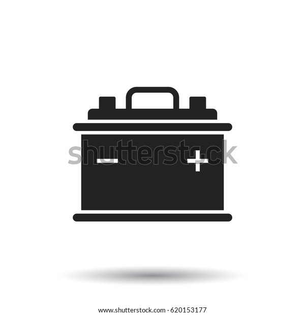 Car battery flat\
vector icon on white background. Auto accumulator battery energy\
power illustration.