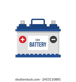 Car battery flat vector illustration on white background